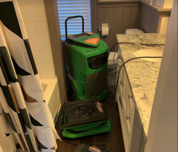 equipment set in bathroom after loss