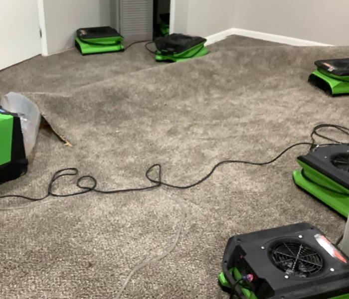 equipment set on carpet in residential home
