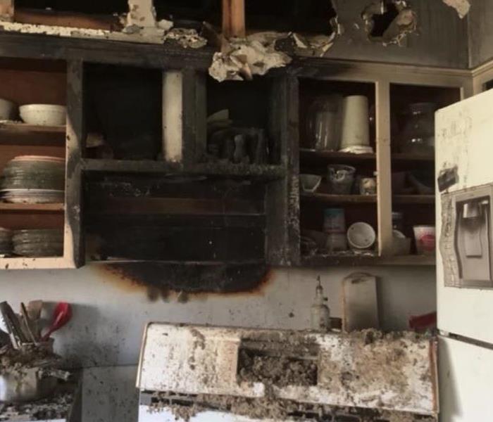 fire damaged kitchen